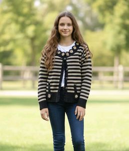Striped Button-Down Cardigan