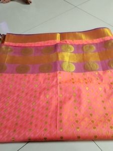 One Day Offer...Peach Pink Soft Silk Saree...