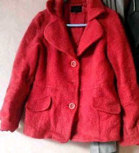 Fur Cherry Red Coat For Winter