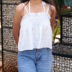Light Blue Smocked Top