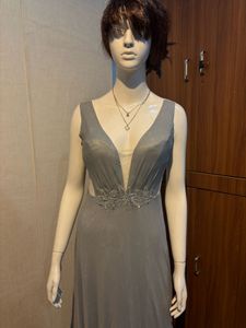 Elegant Silver Evening Gown