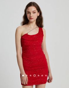 Red One-Shoulder Bodycon Dress