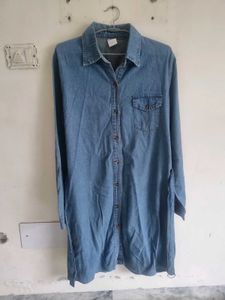 Blue Denim Dress With Tie Belt!