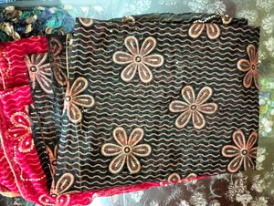 Beautiful Red And Black Combination Saree