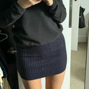 Brown Cableknit Mini Skirt
