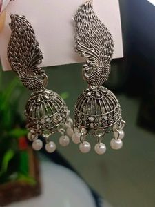 Peacock Style Oxidised Earrings
