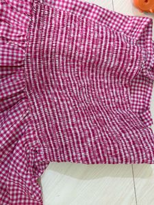 Pink Gingham Tiered Mini Dress