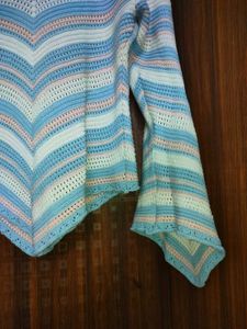 Blue Knit Crochet Top
