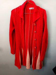 Radha Vrinda Red Knit Cardigan
