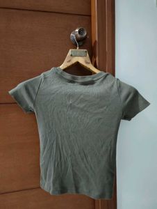 WESTSIDE Olive Green Cutout Crop Top