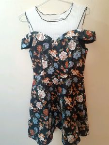 Fun And Flowers Black Skater Dress