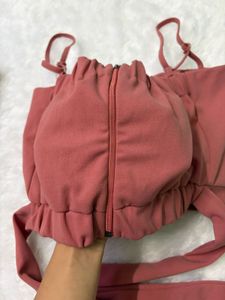 Chic Pink Tie-Up Crop Top🎀