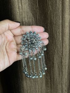 Floral Oxidized Silver Jewellery Set – Choker & Ea