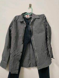 Striped Shirt With Faded Carbon Black Pant