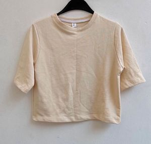 Beige Plain Crop Top