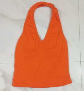Orange Halter Neck Top