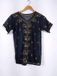 Black Chikankari Top(Womens)
