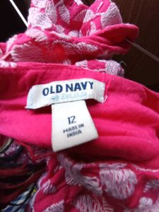 old navy Pink and white Floral Embroidered Dress