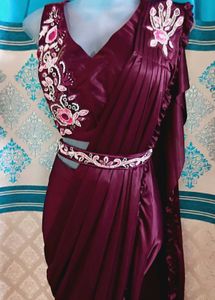 Deep Wine Ready To Wear Saree 42 Bust
