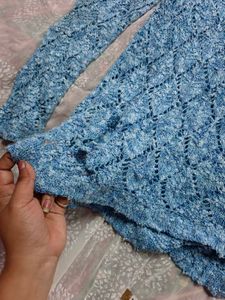 Blue Crochet Knit Top (women's)