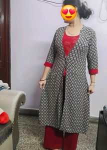 Red Kurta Set with Shrug 😍
