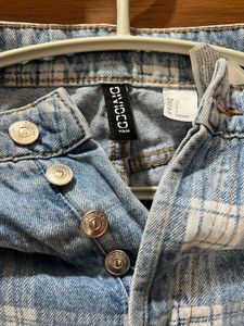 Blue Plaid Denim Jeans