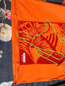 Chainsaw Warrior Tee – Bold Orange Anime Graphic S