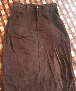 Brown Corduroy Midi Skirt