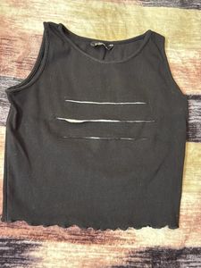 Black Ribbed Cutout Crop Top