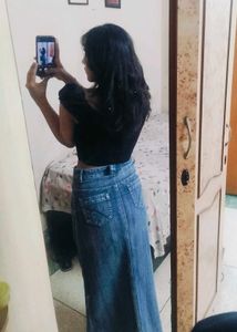 Vintage Denim Maxi Skirt