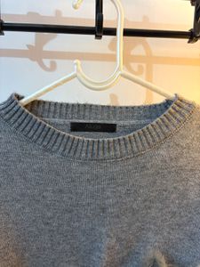 Gray Sweater with Fur Pocket