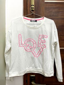 White LOVE Embellished Sweatshirt