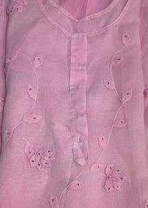 Pink applique work Kurta with inner