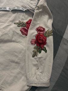 Off White Top With Floral Patchwork