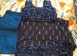Prime Deal Blue Soft Net Shimmer Saree