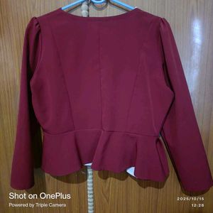 red Peplum Top