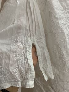 Light Fabric Cotton Kurti With Chikankari Print