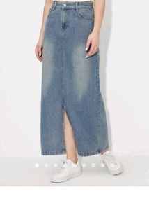 Slit Denim A Line Skirt Same as Shown