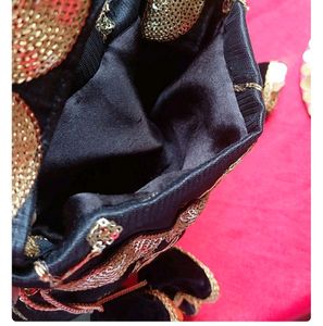 Black Colored Sequence Potli Bag