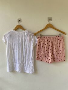 White &amp;Peach Shorts Set size M