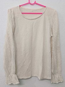 Ivory Long Sleeve Ruffle Top