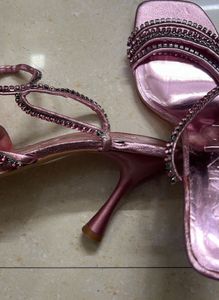 MANGO Pink Rhinestone Heels