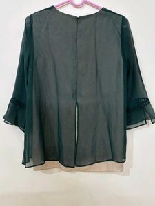 Green Sheer Sleeve Top