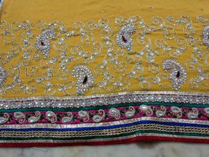 beautiful Yellow georgette saree