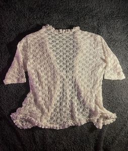 White Casual Aesthetic Coquette Shrug Top
