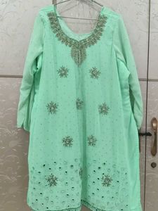 Mint Green Embroidered Kurti