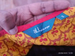 3xl Branded Yellow Printed Kurta