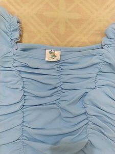 Sweetheart Neck Long Sleeves Gathered Top