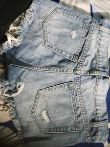 Distressed Denim Patch Shorts