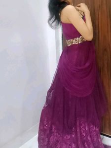 Elegant Purple Embellished Gown